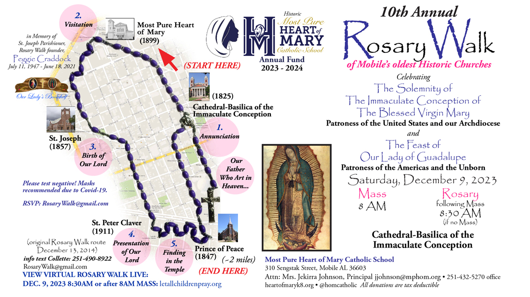 Rosary Walk 2023 8x4. Dec. 9, 2023, following the Cathedral-Basilica of the Immaculate Conception 8 a.m. Mass